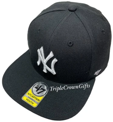 MLB New York Yankees (Marca '47) Sombrero Capitán Sin Tiro Snapback JUVENTUD Negro Foto 1 de 4