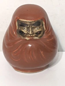 Antique Japanese Daruma Figurine Ceramic Piggy Bank Saving Box Red - Picture 1 of 8