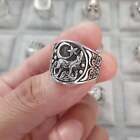 Fashion 925 Silver Moon Star Wolf Women's Ring Matching Rings Jewelry Gift