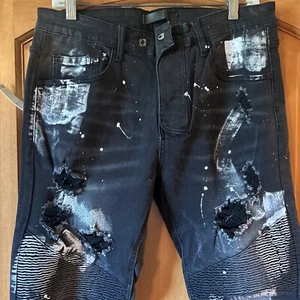 KDNK NEUF AVEC ÉTIQUETTE FUNKY UNISEXE homme JEANS DENIM stretch noir vieilli 32 80 $ amusant ! - Photo 1/9