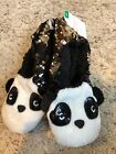 NWT M/L Girl’s Panda Reversible Sequins  Sherpa Lined Slipper Socks Xhilaration 