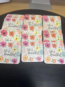 36 x Coasters Square 'Life is Beautiful' Cork Back Coasters - Picture 1 of 4