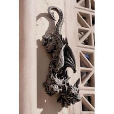 Two Headed Menacing Creature Arched Wings Hanging Gargoyle Garden Home Sculpture
