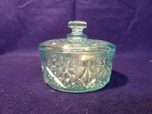 Imperial Glass Covered Candy Dish, Aqua, Four Seventy Four - Picture 1 of 5