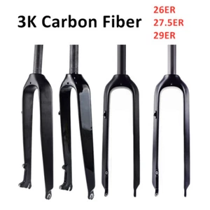 PURARARZ Mountain Bike Front Fork Carbon Fiber MTB Bike 26/27.5/29 Rigid Fork - Picture 1 of 13