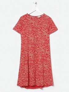 Ex-Fatface Red Floral Round Neck Short Sleeved Dress-UK16 - Picture 1 of 4