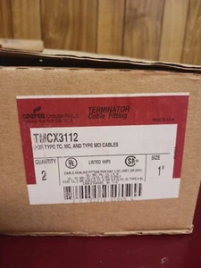 Box of 2---CROUSE HINDS TMCX3112 1" METAL CLAD ARMORED CABLE GLAND !NEW IN BOX! - Picture 1 of 2