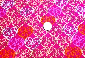 QT FABRICS#24240 R "HEARTS" ON A RED BACKGROUND BTY - Picture 1 of 1
