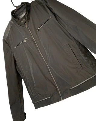 Kenneth Cole Reaction Mens XL Black Jacket Leather Trim Zip Pockets RD10594 EUC - Image 1 of 4