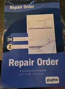 10 Stück Reparaturauftragsbuch, selbstdurchschreibend, 2-teiliges Formular 5-9/16 x 8-7/16 - Bild 1 von 3