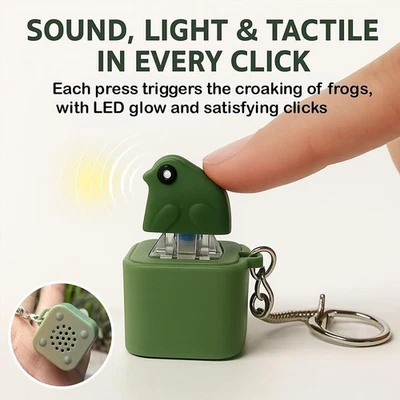 Frog Croaking Fidget Toy Keyboard Clicker Frog Fidget Toys Fun Keychain - Image 1 of 4
