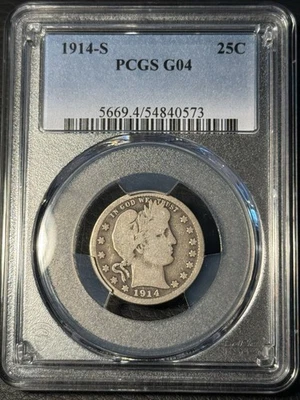 1914 S Barber Quarter PCGS G04 Good - Image 1 of 4