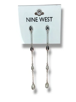 Pendientes colgantes lineales pepita tono plata Nine West nuevos con etiquetas Foto 1 de 4