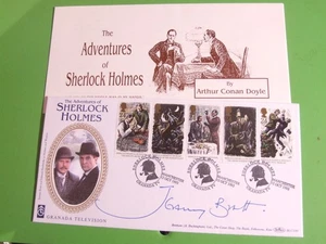 BENHAM SILK COVER FDC SHERLOCK HOLMES 1993 HAND SIGNED JEREMY BRETT - Picture 1 of 1