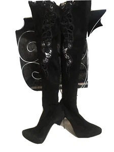 loriblu  Italian black suede wifh lace otk boots size 39 1299.00 - Picture 1 of 4