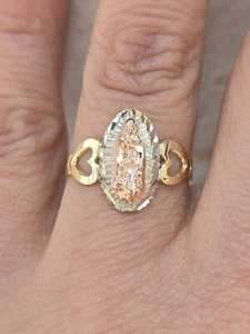 Solid 14k gold virgin Mary guadalupe Ring Size 6 7 8 9 10 11 - Picture 1 of 20