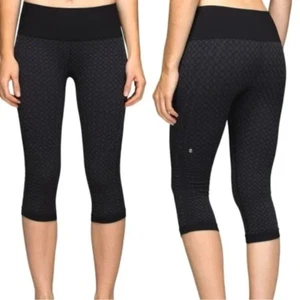 Lululemon In The Flow Crop II Geometric Heathered Deep Coal taglia 12 nuovo con etichette - Foto 1 di 8