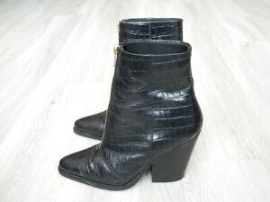 ASOS Ladies Heeled Ankle Boots Black Crocodile Size 5 / 38