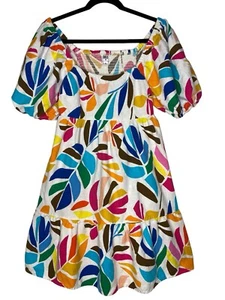 Tabitha Brown x Target Dress Medium Mini Empire Waist Smocked Back Linen Blend - Picture 1 of 10