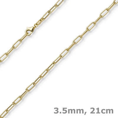 3,5mm Paper Clip Anker weit Armband Armkette aus 585 Gold Gelbgold 21cm - Bild 1 von 2