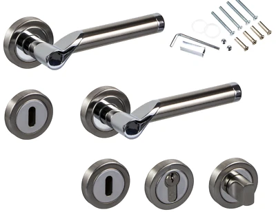 Maniglia porta Cromo ferramenta per Acciaio Inox Argento - Immagine 1 di 4