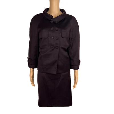 Anne Klein полиэстер шерсти юбка костюм размер 8 сливы двубортный 3/4 рукава 2шт - Изображение 1 из 4