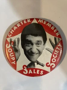 VINTAGE1960s SOUPY SALES SOCIETY CHARTER MEMBER PINBACK BUTTON WORLD BROOKLYN NY - Picture 1 of 2