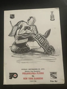 1974 New York Rangers PHILADELPHIA FLYERS Scorecard 9/29/74 Stanley Cup Champs - Picture 1 of 3