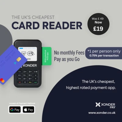 Xonder Contactless Card Reader – NFC,Tap To Pay, Cheaper than SumUp, Low Fees - Image 1 of 2