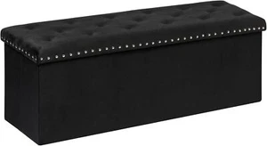 PINPLUS Black Storage Ottoman Bench with Benches Foot Rest Stool, Large Long Toy - Picture 1 of 1