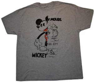 Mickey Mouse Mens Half Sketch Half Cartoon Image Heather Gray Shirt New 2XL - Picture 1 of 5
