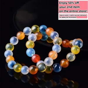 Natural Agate Bracelet Lighter Imperial Beads Charm Stretchy Handmade Gemstone - Picture 1 of 8