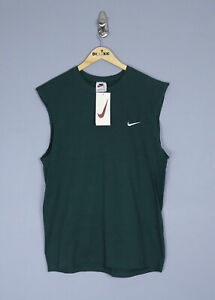 Vintage 90s Deadstock Forest Green Nike Small Swoosh Embroidered Cut-off Size M