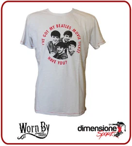 T-SHIRT UOMO BEATLES MOVIE BUTTON TEE MAGLIETTA TG. M MAGLIA BIANCA WORN BY MEN - Foto 1 di 1