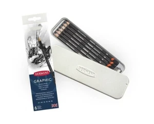 Derwent GRAPHIC Graphite Drawing Sketching Pencils Tin Set 6pc (2H - 8B) - Picture 1 of 3