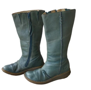 Vintage Dr. Martens Womens Green Leather Mid-Calf Biker Wedge Boots EU38 US7 UK5 - Picture 1 of 10