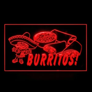 110186 Burritos Mexicanos Comida Restaurante Tacos Pantalla LED Luz Letrero de Neón - Imagen 1 de 1