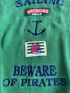 Gymboree Large Boys Sweater Youth Sailing Anchors Away Pirates Cotton Green Blue - Picture 1 of 10