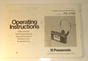 Panasonic RX-2700  FM/AM Radio Stereo Cassette Recorder Operating Instructions - Picture 1 of 5