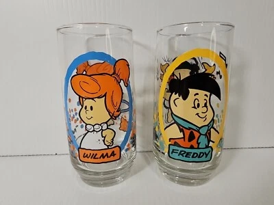 THE FLINTSTONE KIDS VINTAGE PIZZA HUT 1986 VASOS FRED & WILMA HANNA-BARBERA  Foto 1 de 4