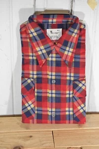 VINTAGE OLD STOCK NWT MR LEGGS RED BLUE FLANNEL 15 15 1/2 MEDIUM - Picture 1 of 3