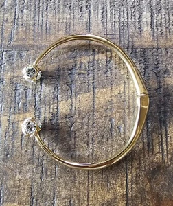 Kate Spade Gold Tone Hinged Cuff Bracelet With Rhinestone Ball ends - Picture 1 of 6