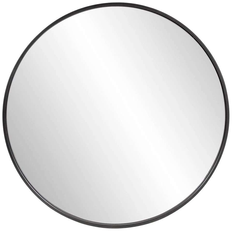 Howard Elliott Copenhagen 30" Brushed Black Round Wall Mirror - Image 1 of 1