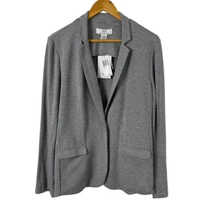 Magaschoni NEU Nebelgrau Meliert Ponte Strick Blazer Large Closet Staple Stretch - Bild 1 von 8
