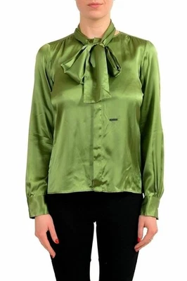 Camisa de mujer Dsquared2 100 % seda verde abotonada manga larga EE. UU. XS IT 38 Foto 1 de 4