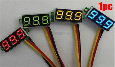 Mini Dc 0-100V Yellow Led 3-Digital Display Voltage Voltmeter Panel Motor wl