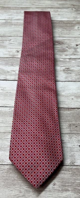 Corbata de cuello Hugo Boss vintage para hombre - Hecha en Italia - 100 % seda - Roja geométrica Foto 1 de 4