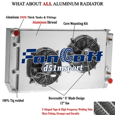 3 Row Radiator Shroud Fan For 1994-2002 Chevy GMC C/K 1500 2500 3500 6.5L V8 AT - Image 1 of 4