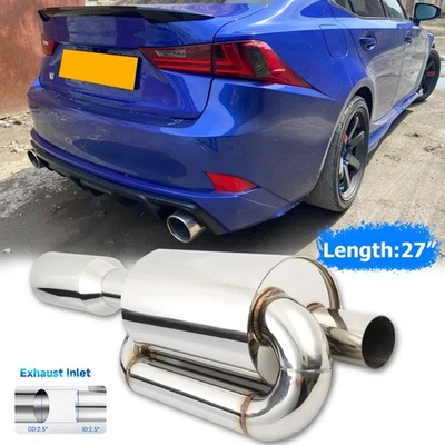 适用于雷克萨斯 IS250 IS300 2.5 英寸 4 英寸输出双环排气消声器管尖铬合金 — 第 1/4 张图片