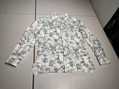 Camisa Isaia Hombre Pequeña Azul Blanco Floral Lino Informal Playa Italia Abotonada Foto 1 de 4